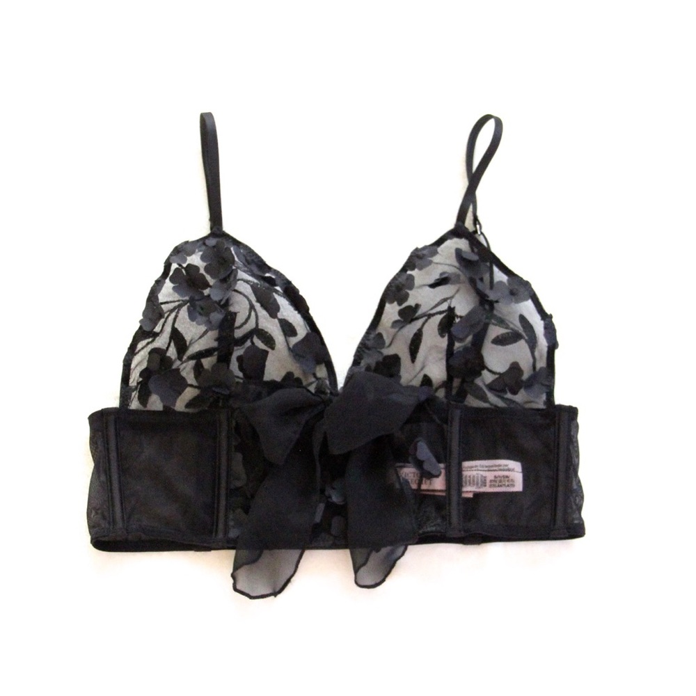 VS Dream Angels Floral Black Appliqué Unlined Bra - Picture 6 of 8